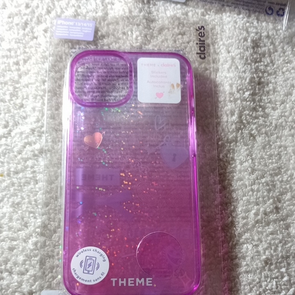 Claire's Pink Glitter Phone Case for iPhone 13/14/15 Pro